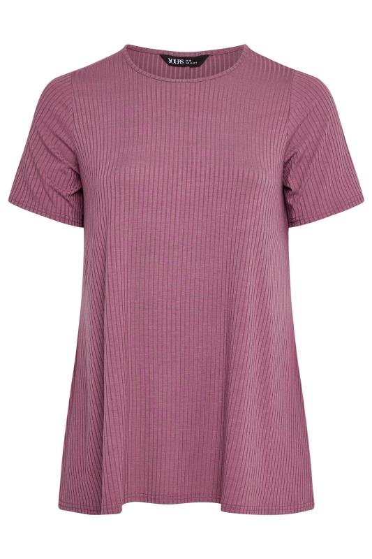 YOURS Plus Size Pink Short Sleeve Ribbed T-Shirt | Yours Clothing  5