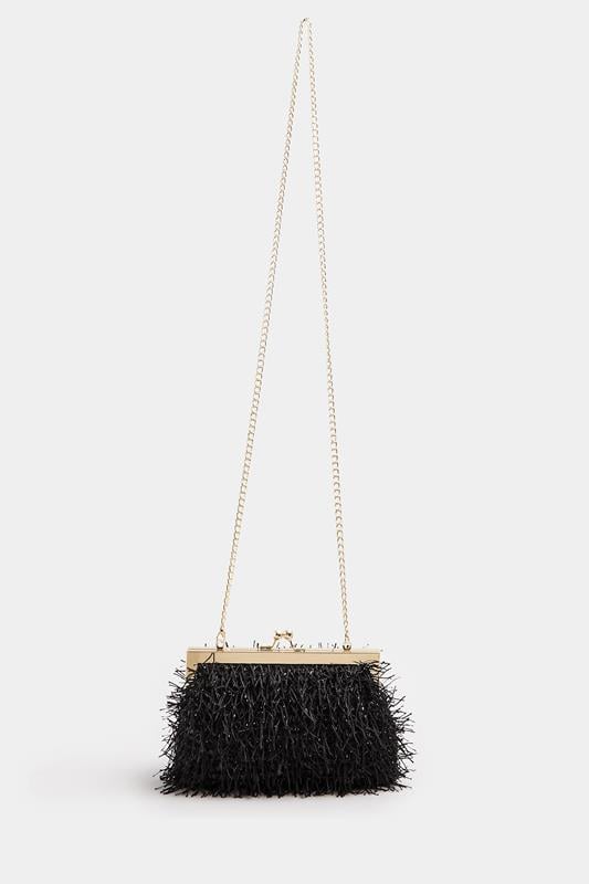  Yours Black Eyelash Clutch Bag