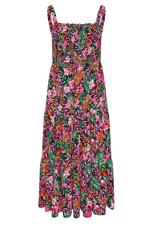 YOURS Plus Size Pink Tropical Print Tiered Maxi Dress | Yours Clothing 6