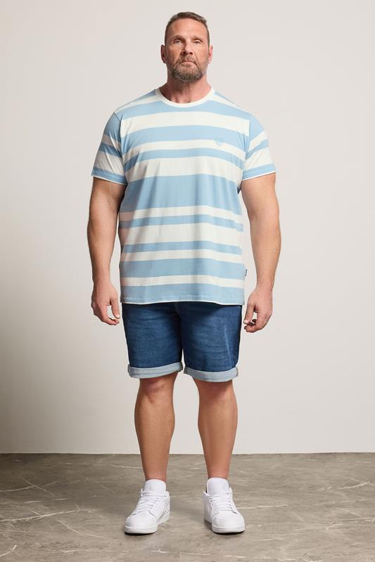 BadRhino Big & Tall Baby Blue Extra Long Stripe T-Shirt | BadRhino 1