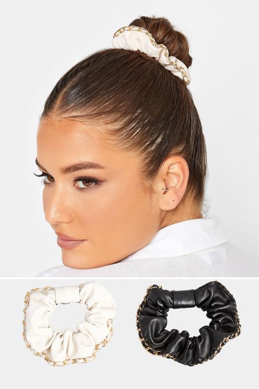Plus Size  Yours White 2 PACK Chain Scrunchie Set