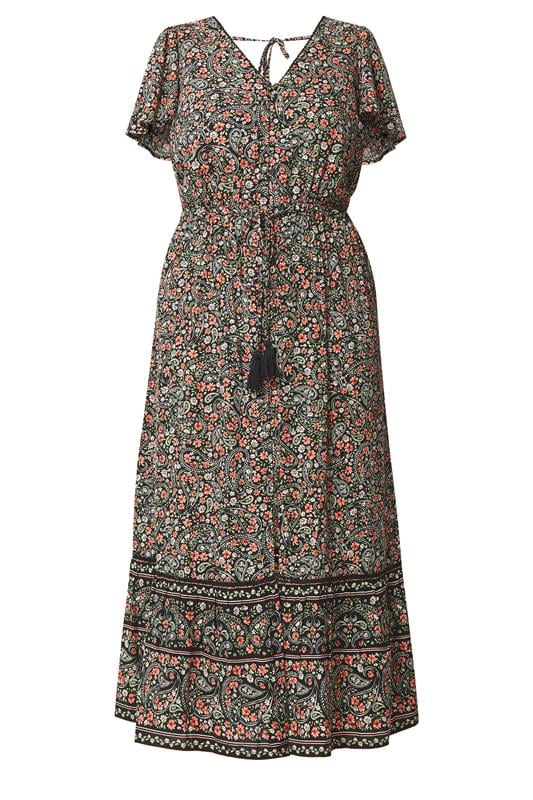 YOURS Plus Size Black Ditsy Floral Border Detail Dress | Yours Clothing 6