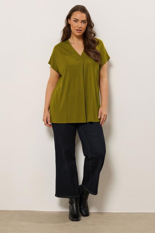EVANS Curve Green Premium Jersey Pleat Swing Top 2