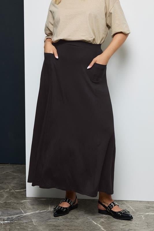 Black Maxi Jersey Strtech Skirt With Pockets, Plus size 16 to 36 2