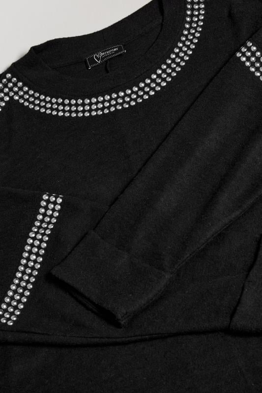 YOURS LUXURY Plus Size Curve Black Stud Neckline Embellished Jumper | Yours Clothing  9