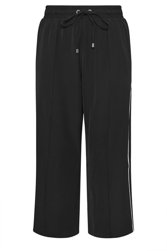 YOURS Plus Size Black Side Stripe Wide Leg Trousers | Yours Clothing 6
