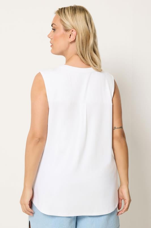 YOURS Plus Size White Notch Neck Vest Top | Yours Clothing 2