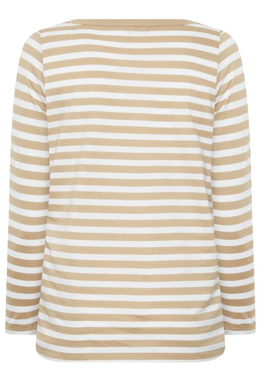 Plus Size Beige Brown Stripe Long Sleeve T-Shirt | Yours Clothing 7