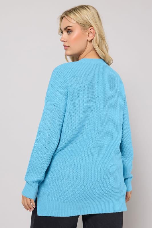 YOURS Plus Size Light Blue Drop Shoulder Jumper | Yours Clothing 2