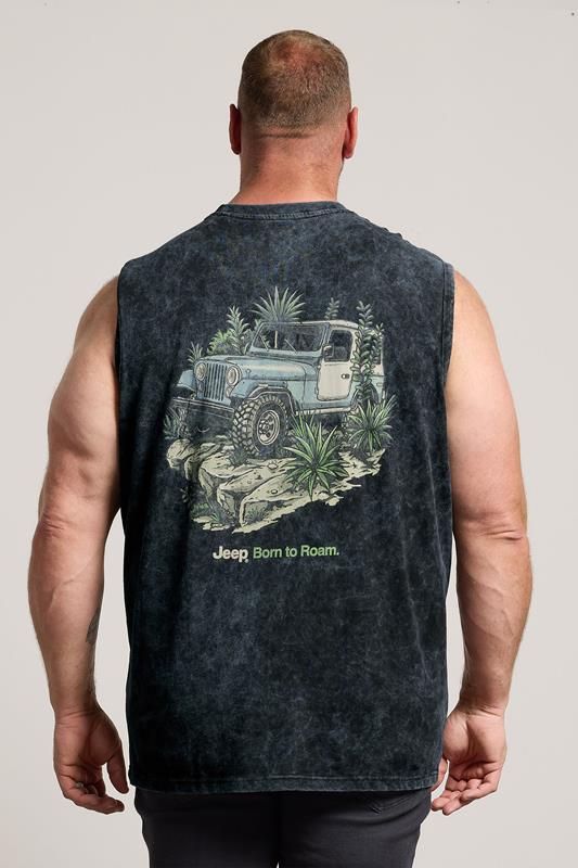 BadRhino Big & Tall Black Acid Wash 'Jeep' Graphic Vest | BadRhino 2