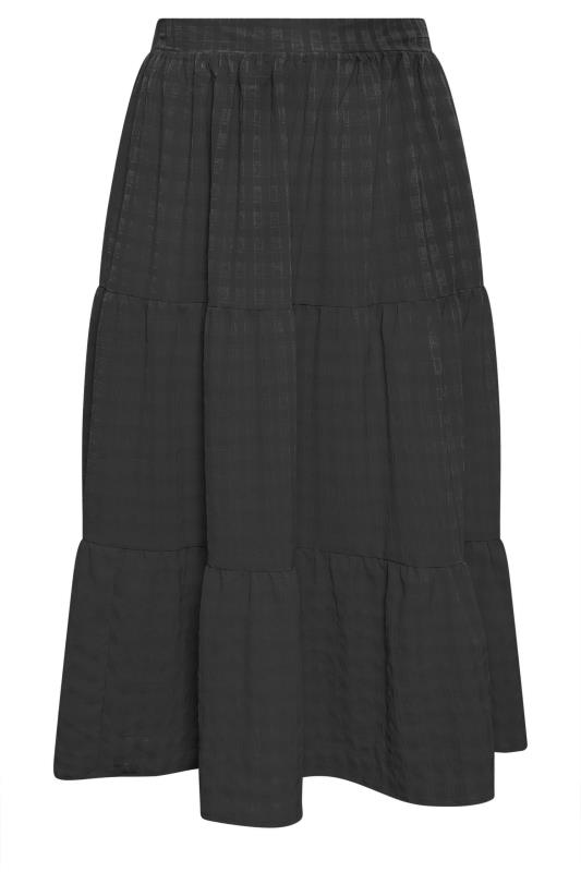 YOURS Curve Black Tiered Checked Midi Skirt | Yours Clothing 5