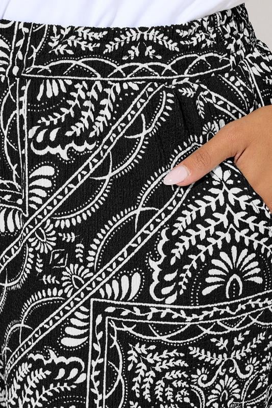 YOURS Plus Size Black Bandana Print Textured Wide Leg Trousers | Yours Clothing 4