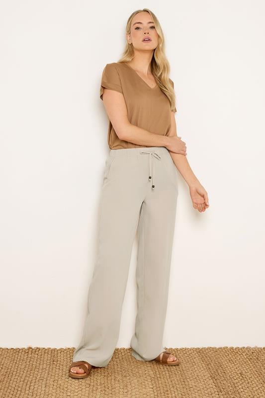 LTS Tall Natural Brown Textured Wide Leg Trousers