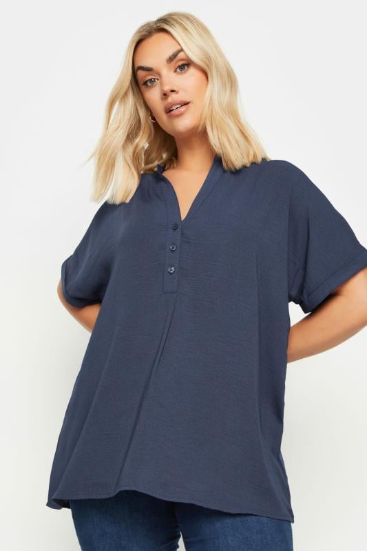 YOURS Plus Size Pink Notch Neck Blouse | Yours Clothing 5