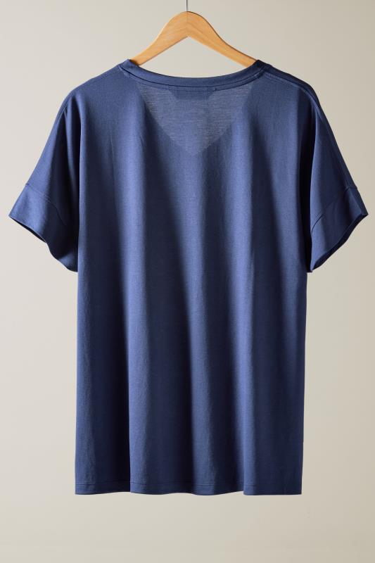 EVANS Plus Size Navy Blue V-Neck Modal Rich T-Shirt | Evans 6