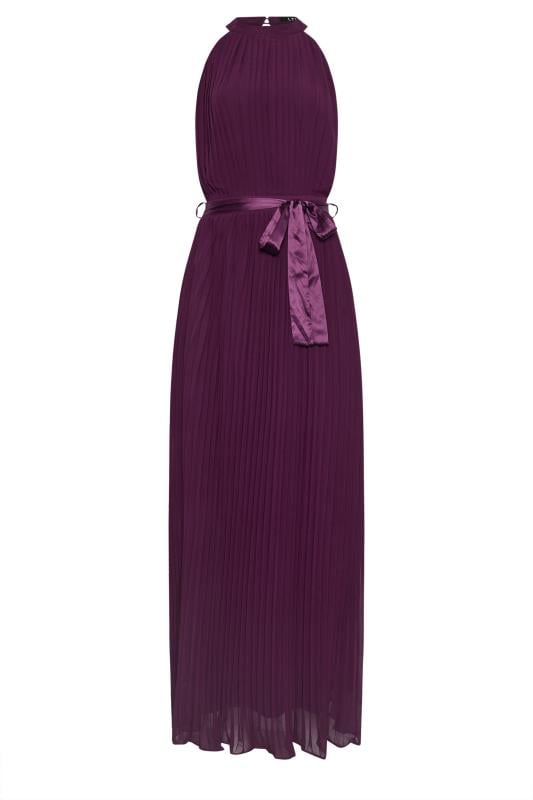 LTS Tall Burgundy Red Halterneck Pleated Maxi Dress | Long Tall Sally 5