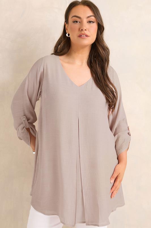  EVANS Curve Blush Pink Double Layer Blouse