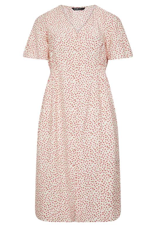 YOURS Plus Size Ivory White Floral Tea Dress | Yours Clothing 5