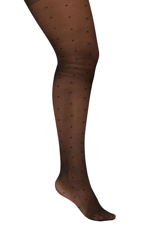Black Polka Dot Print Tights | Yours Clothing 1
