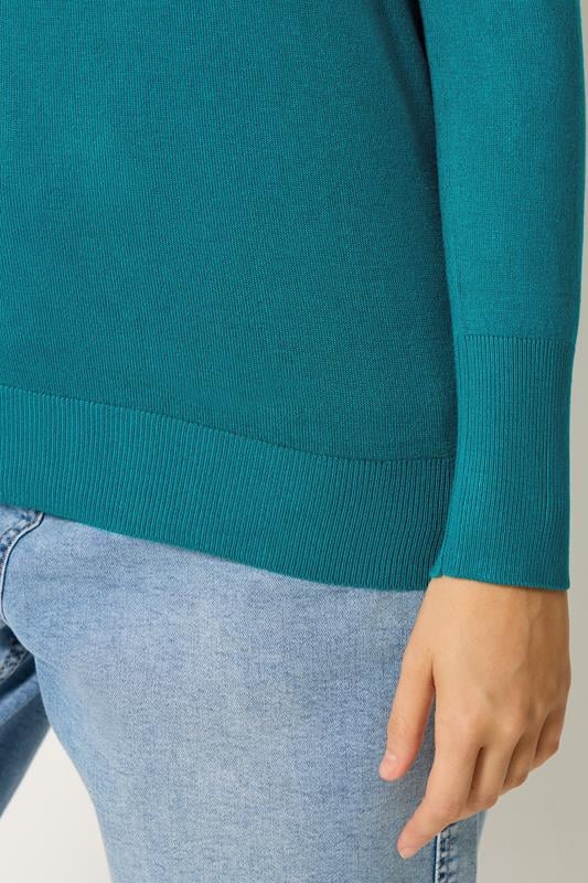 M&Co Teal Blue V-Neck Long Sleeve Jumper | M&Co 4