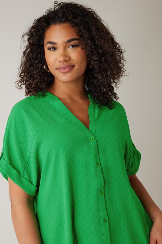 EVANS Plus Size Green Short Sleeve Blouse | Evans 4