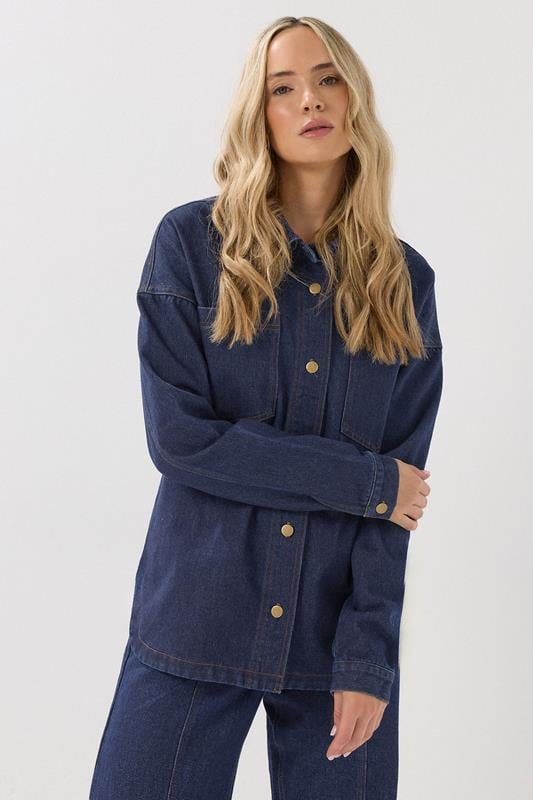 LTS Tall Blue Cotton Indigo Denim Shacket | Long Tall Sally 1