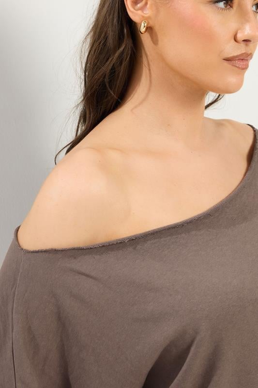 YOURS Plus Size Brown Off Shoulder Sweatshirt | Yours Clothing 4