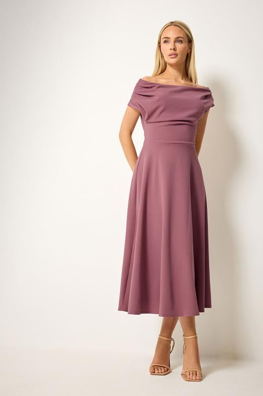  STAR Mauve Purple Off Shoulder Fit and Flare Dress