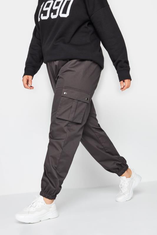 YOURS Plus Size Grey Cuffed Cargo Trousers | Yours Clothing 1