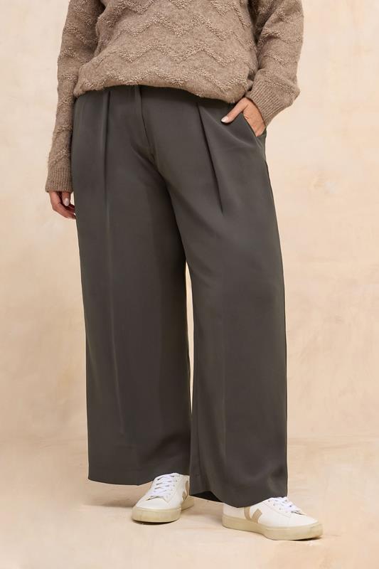 Plus Size  EVANS Curve Chocolate Brown Wide Leg Tailored Trousers