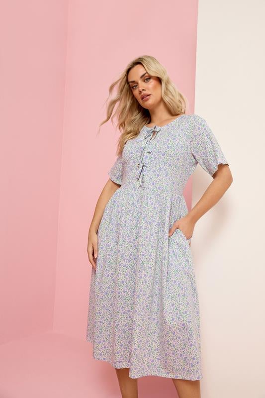  YOURS Curve Ivory White Ditsy Throw On Dress