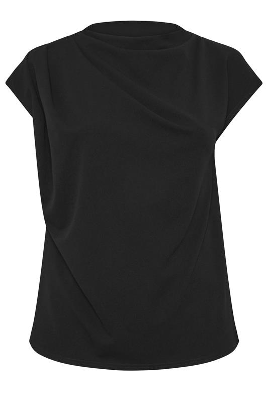 YOURS LONDON Plus Size Black Drape Shoulder Top | Yours Clothing 5