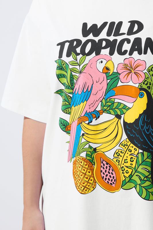 LIMITED COLLECTION Plus Size White Tropical T-Shirt Dress | Yours Clothing 4