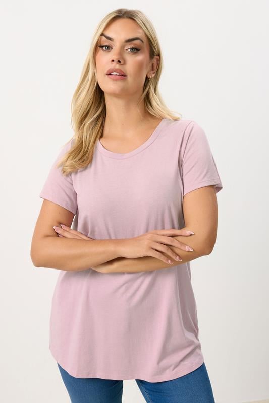 YOURS Plus Size Light Pink Core T-Shirt | Yours Clothing 1