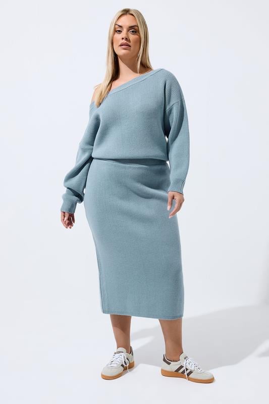  LIMITED COLLECTION Curve Blue Knitted Skirt