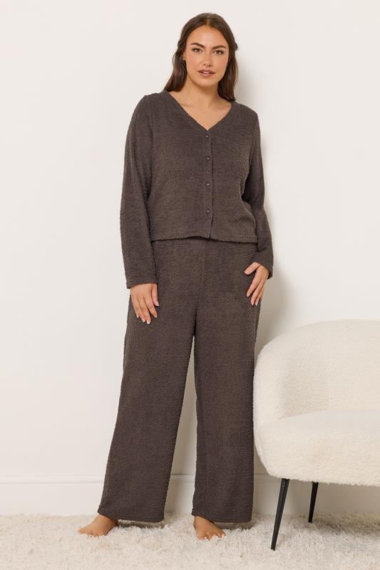 YOURS Plus Size Chocolate Brown Chenille Cardigan | Yours Clothing 2