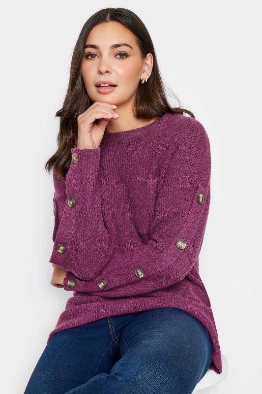 LTS Tall Purple Button Long Sleeve Jumper | Long Tall Sally  4