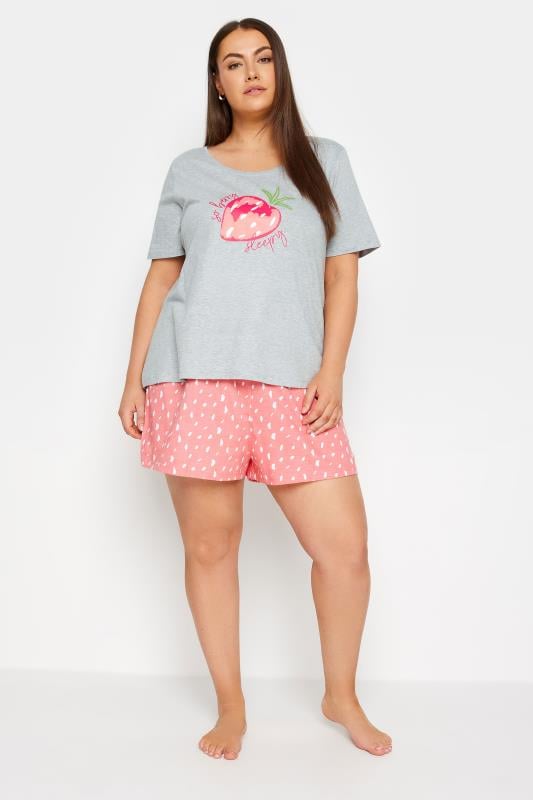Plus Size  Evans Grey 'So Berry Sleepy' Shorts Pyjama Set