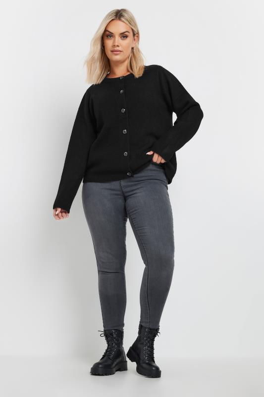 YOURS Plus Size Black Button Through Cardigan | Yours Clothing 3