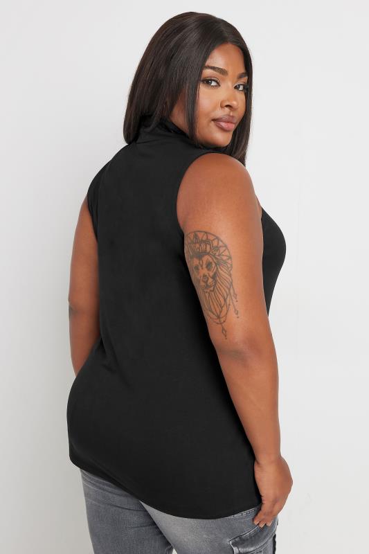 YOURS Plus Size Black Turtle Neck Sleeveless Top | Yours Clothing 3