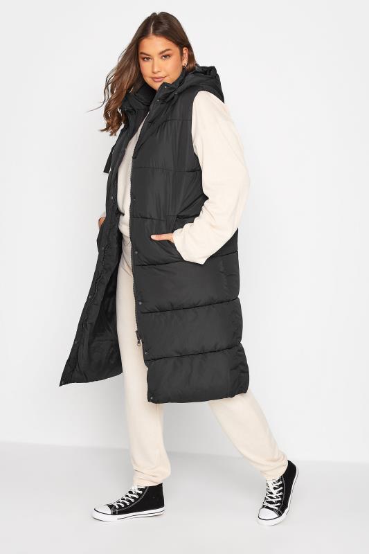 Tall Women's LTS Black Longline Hooded Puffer Gilet | Long Tall Sally 5