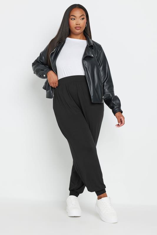 YOURS Plus Size Black Cuffed Harem Joggers | Yours Clothing 2