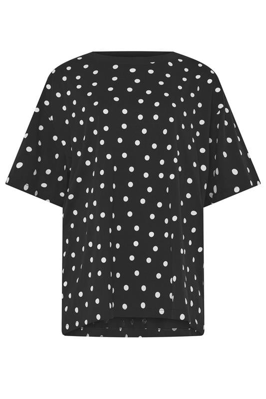 YOURS Plus Size Black Spot Oversized T-Shirt | Yours Clothing 5