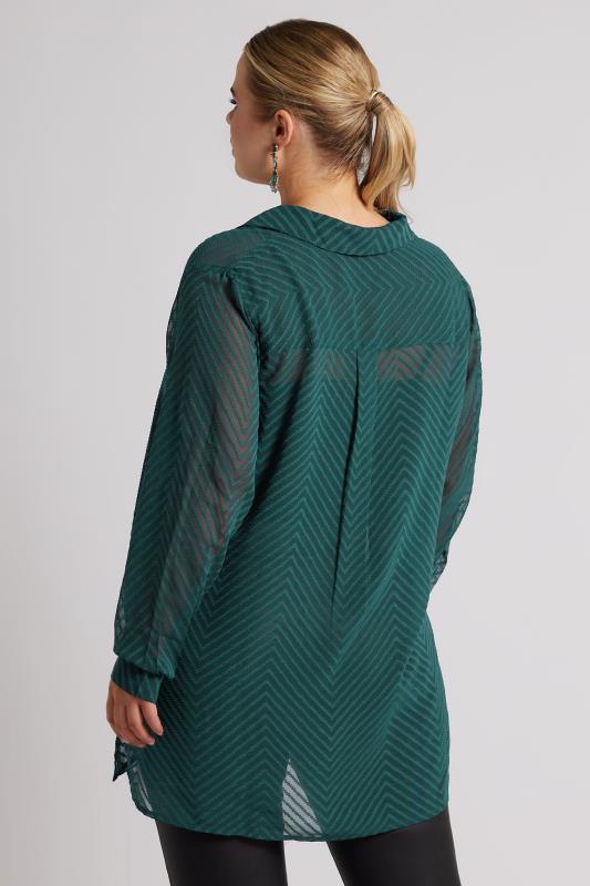 YOURS LONDON Plus Size Green Burnout Chevron Shirt | Yours Clothing  4