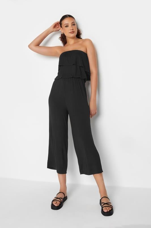 LTS Tall Black Frill Bandeau Jumpsuit | Long Tall Sally 1