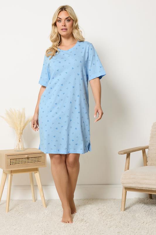  YOURS Curve Blue Heart Side Split Nightdress