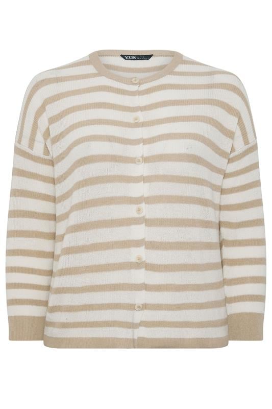 YOURS Plus Size Natural Brown Stripe Knitted Cardigan | Yours Clothing 5