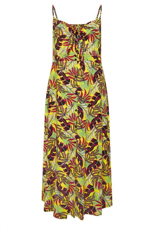 YOURS Plus Size Yellow Tropical Leaf Print Maxi Dress | Yours Clothing 5