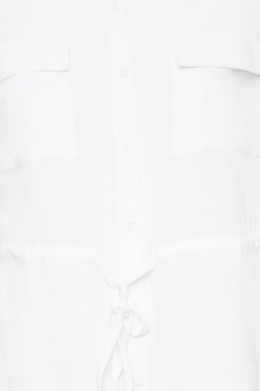 YOURS Curve White Utility Tunic Linen Shirt | Yours Clothing  5