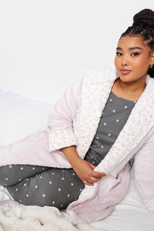 YOURS Plus Size Grey Mini Heart Print Pyjama Set | Yours Clothing 5